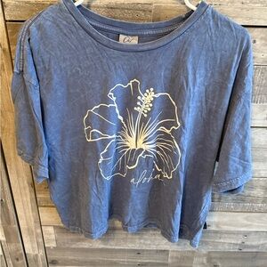 Hibiscus Sky Blue Tee with Aloha